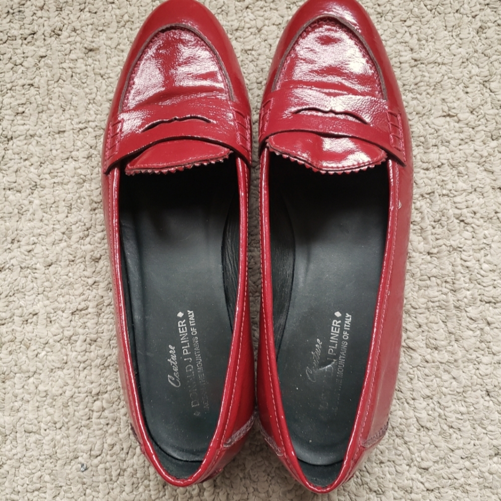 Donald J. Pliner Womens Loafer Red Patent Leather